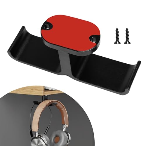Kopfhörerständer unter dem Schreibtisch, 180° drehbar, Dual-Kopfhörer-Aufhänger, aufklebbarer selbstklebender Kopfhörerhalter, Universal-Metall-Headset-Haken, Aufhänger für Gaming-Kopfhörer (Schwarz) von Hioip