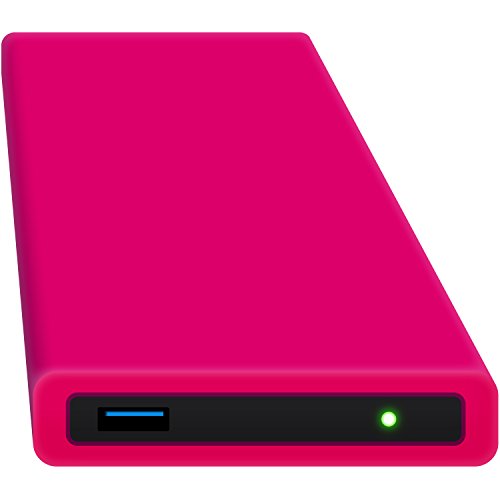 HipDisk RP Externes USB 3.0 Gehäuse aus Aluminium mit austauschbarer Silikon-Schutzhülle für 2,5 Zoll Festplatten SATA HDD und SSD stoßfest wasserabweisend rosa-pink von HipDisk