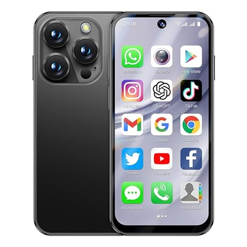 Hipipooo 4G Mini-Smartphone, Dual-SIM, 3,88-Zoll-Bildschirm, 2,0+5,0 MP Dual-Kamera, 1950-mAh-Akku, Android 12 Mini-Telefon für Kinder(3GB+32GB,Schwarz) von Hipipooo