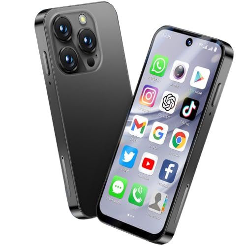 Hipipooo 4G Mini-Smartphone, Dual-SIM, 3,88-Zoll-Bildschirm, 2,0+5,0 MP Dual-Kamera, 1950-mAh-Akku, Android 12 Mini-Telefon für Kinder(4GB+64GB,Schwarz) von Hipipooo