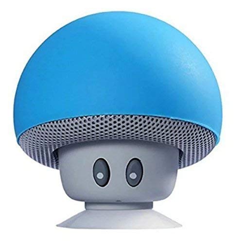 Hipipooo Mini Mushroom Tragbarer drahtloser Bluetooth V2.1-Lautsprecher und Halter mit Saugnapf Kompatibel mit iPad, iPhone, Android-Handy, Tablet PC (blau) von Hipipooo