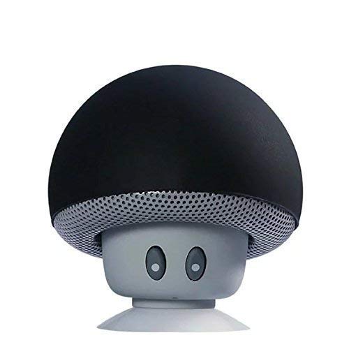 Hipipooo Mini Mushroom Tragbarer drahtloser Bluetooth V2.1-Lautsprecher und Halter mit Saugnapf Kompatibel mit iPad, iPhone, Android-Handy, Tablet PC (schwarz) von Hipipooo
