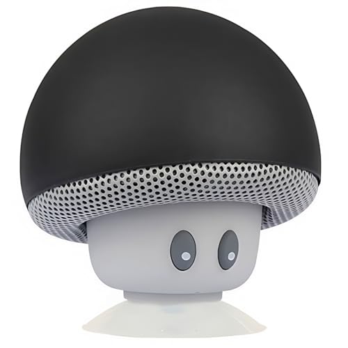 Hipipooo Mini Mushroom Tragbarer drahtloser Bluetooth V2.1-Lautsprecher und Halter mit Saugnapf Kompatibel mit iPad, iPhone, Android-Handy, Tablet PC (schwarz) von Hipipooo