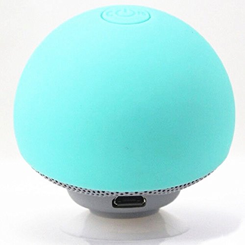 Hipipooo Mini Mushroom Tragbarer drahtloser Bluetooth V2.1 Lautsprecher und Halter mit Saugnapf Kompatibel mit iPad, iPhone, Android Phone, Tablet PC (Türkis) von Hipipooo