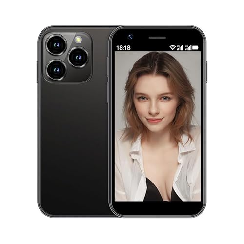 Hipipooo Mini-Smartphone, entsperrt, 4G-Handy, 3,0 Zoll, Dual-SIM, 2000-mAh-Akku, Dual-Kamera, Android 10.0 Quad-Core, WLAN, Bluetooth, Hotspot, Backup-Telefon(Schwarz,3 GB + 64 GB) von Hipipooo