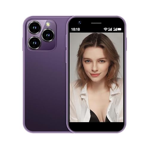 Hipipooo Mini-Smartphone, entsperrt, 4G-Handy, 3,0 Zoll, Dual-SIM, 2000 mAh Akku, 2 MP + 5 MP Kamera, Android 10.0 Quad-Core-Backup-Telefon(lila,2G+16G) von Hipipooo