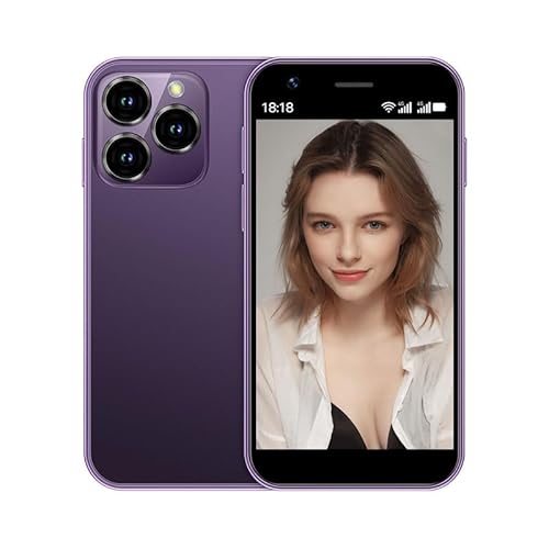 Hipipooo Mini-Smartphone, entsperrt, 4G-Handy, 3,0 Zoll, Dual-SIM, 2000-mAh-Akku, Dual-Kamera, Android 10.0 Quad-Core, WLAN, Bluetooth, Hotspot, Backup-Telefon(Lila,3 GB + 64 GB) von Hipipooo