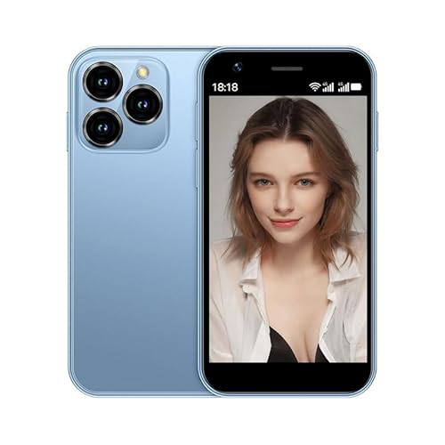 Hipipooo Mini-Smartphone, entsperrt, 4G-Handy, 3,0 Zoll, Dual-SIM, 2000-mAh-Akku, Dual-Kamera, Android 10.0 Quad-Core, WLAN, Bluetooth, Hotspot, Backup-Telefon(Blau,3 GB + 64 GB) von Hipipooo