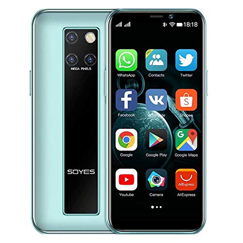 Hipipooo Mini-Smartphone 3,5-Zoll-HD-Bildschirm 4G Dual-SIM-Handy Android OS 9.0 Quad-Core-GPS entsperrtes Handy(3GB+64GBCyan) von Hipipooo