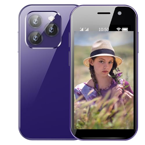 Hipipoo Mini Smartphone, 4G kleines Telefon 3.0 Zoll, Dual SIM Karten, 2600mAh Batterie, 2MP+5MP Dual Kameras, Kindertelefon mit Gesichtsentsperrungsfunktion, Erwachsener Backup Telefon von Hipipooo