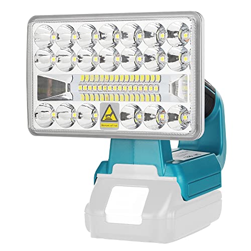 Hipoke 18V-Taschenlampe,18W Tragbare Outdoor-Weit- und Langstrecken-Baustellenlampe mit USB-Anschluss,kabelloses LED-Arbeitslicht, kompatibel mit Makita 14,4V-18V Li-Ionen-Akku BL1860 (kein Akku) von Hipoke