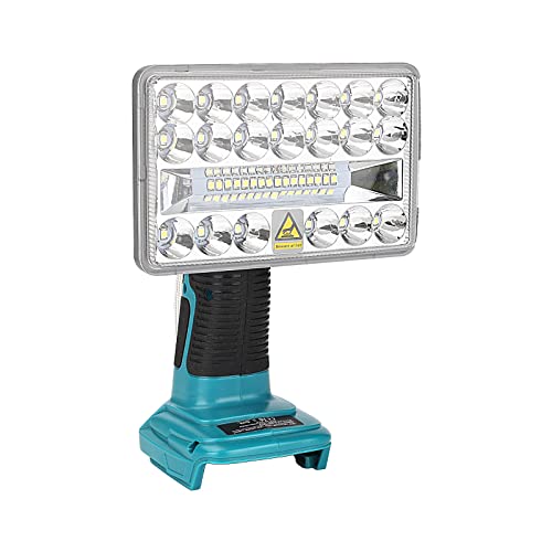 Hipoke 18V Werkzeuglicht, tragbares Außen-Weit- und Langstrecken-Baustellenlicht mit USB-Anschluss, 18W Taschenlampe kabelloses LED-Arbeitslicht, kompatibel mit MaKita 14,4-20V Lithiumbatterie BL1860 von Hipoke