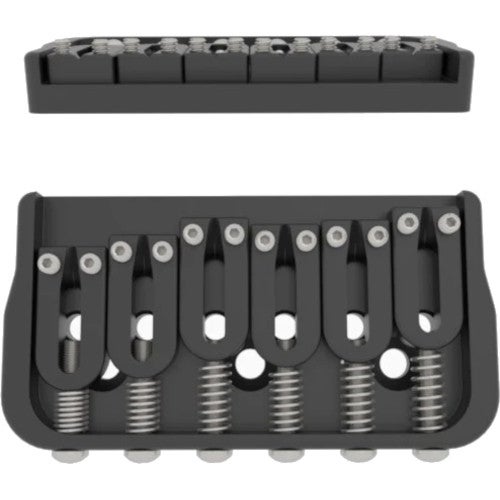 Hipshot 6-String Fixed Guitar Bridge .175 Inch Black With Steel Saddles and 4.5mm Bridge Plate von Hipshot