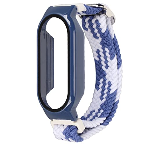 Hiraith Nylon-Uhrenarmband, Tragbare, Verstellbare, Geflochtene, Modische Uhrenarmband-Schutzhülle Zum Laufen für Partys (Blaues, weißes und blaues Gehäuse) von Hiraith