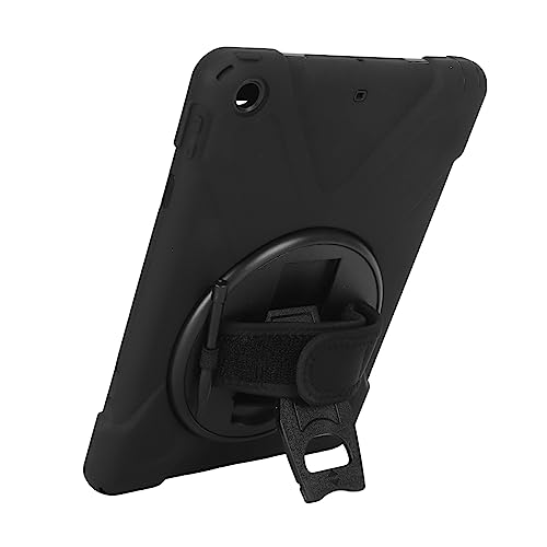 Hiraith Tablet-Hülle, Schützende Silikonhülle mit Verstellbarem Riemen und Kratzfestem Drehbarem Ständer für 9,7-Zoll-Tablet (Schwarz) von Hiraith