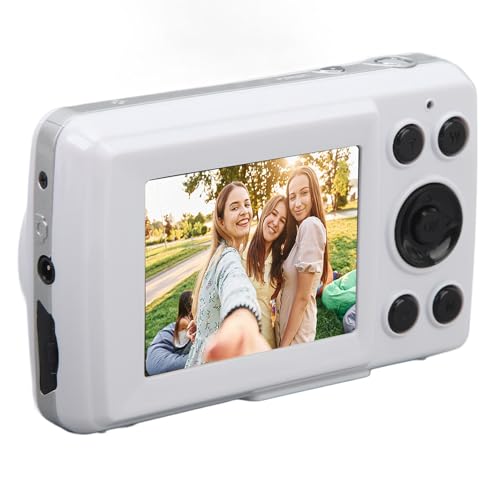 Tragbare 2,4-Zoll-Kamera, 16-facher Digitalzoom, 1080P, 16 MP, Autofokus, Mehrachsenstabilisierung, Digitalkamera für Fotografie und Video (Weiß) von Hiraith