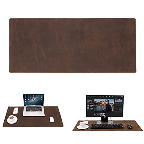 Hiram Schreibtischunterlage aus echtem Leder, groß, wasserdicht, 80 x 40 cm, Tischabdeckung für PC und Laptop von Hiram