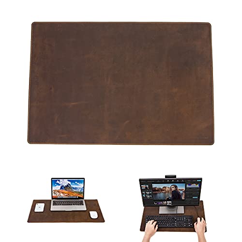 Hiram Schreibtischunterlage aus echtem Leder, wasserdicht, 60 x 40 cm, Tischabdeckung für PC und Laptop von Hiram