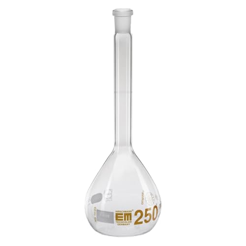 Hirschmann Duran Glas Messkolben mit Polyethylen Stopfen, Klasse A, Braun Graduiert, NS 10/19, 20 ml Kapazität, 20 ml Toleranz, 110 mm Höhe, 2 Stück Hirschmann Duran Glas Messkolben mit Polyethylen Stopfen, Klasse A, Braun Graduiert, NS 10/19, 20 ml Kapazität, 20 ml Toleranz, 110 mm Höhe, 2 Stück von Hirschmann