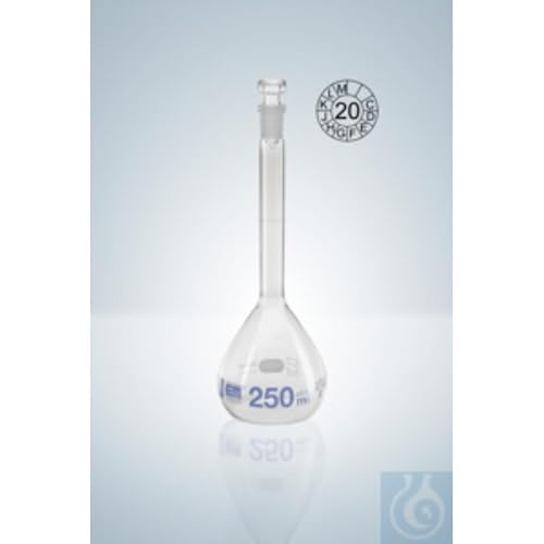 Hirschmann Duran Messkolben mit Hohlglasstopfen, Klasse A, Blau Graduiert, NS 34/35, 5000 ml Kapazität, 1,2 ml Toleranz, 470 mm Höhe Hirschmann Duran Messkolben mit Hohlglasstopfen, Klasse A, Blau Graduiert, NS 34/35, 5000 ml Kapazität, 1,2 ml Toleranz, 470 mm Höhe von Hirschmann