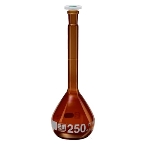 Hirschmann Duran Messkolben mit Polyethylen Stopfen, USP, Klasse A, Braunglas, Weiß Graduiert, NS 19/26, 500 ml Kapazität, 0,15 ml Toleranz, 260 mm Höhe, 2 Stück Hirschmann Duran Messkolben mit Polyethylen Stopfen, USP, Klasse A, Braunglas, Weiß Graduiert, NS 19/26, 500 ml Kapazität, 0,15 ml Toleranz, 260 mm Höhe, 2 Stück von Hirschmann