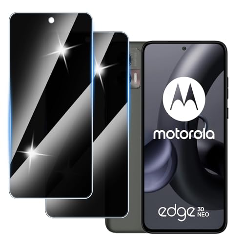 [2 Stück] Sichtschutzfolie für Motorola Edge 30 Neo Panzer Schutz Glas, Anti-Spähen Privatsphäre Schutzfolie, 9H Härte, Anti-Kratzer, Bläschenfrei,Anti-Spy von Hirshen