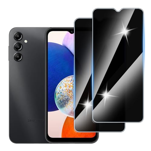 [3 Stück] Sichtschutzfolie für Samsung Galaxy A14 Panzer Schutz Glas, Anti-Spähen Privatsphäre Schutzfolie, 9H Härte, Anti-Kratzer, Bläschenfrei,Anti-Spy von Hirshen