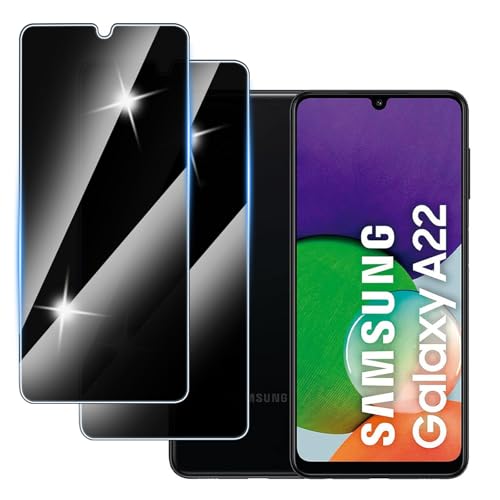 [3 Stück] Sichtschutzfolie für Samsung Galaxy A22 4G Panzer Schutz Glas, Anti-Spähen Privatsphäre Schutzfolie, 9H Härte, Anti-Kratzer, Bläschenfrei,Anti-Spy von Hirshen