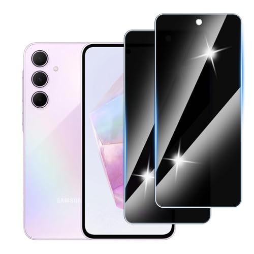 [3 Stück] Sichtschutzfolie für Samsung Galaxy A35 5G Panzer Schutz Glas, Anti-Spähen Privatsphäre Schutzfolie, 9H Härte, Anti-Kratzer, Bläschenfrei,Anti-Spy von Hirshen
