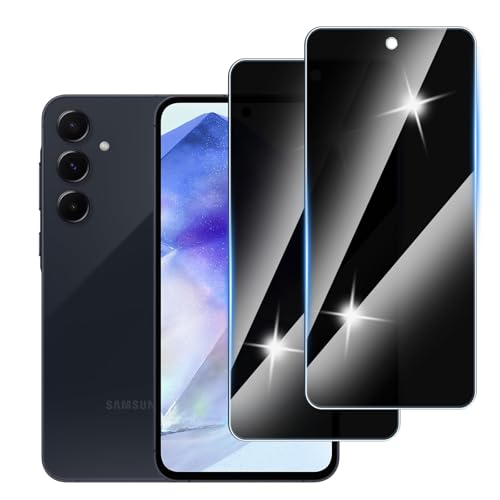 [3 Stück] Sichtschutzfolie für Samsung Galaxy A55 Panzer Schutz Glas, Anti-Spähen Privatsphäre Schutzfolie, 9H Härte, Anti-Kratzer, Bläschenfrei,Anti-Spy von Hirshen