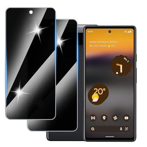 Hirshen [2 Stück] Sichtschutzfolie für Google Pixel 6A Panzer Schutz Glas, Anti-Spähen Privatsphäre Schutzfolie, 9H Härte, Anti-Kratzer, Bläschenfrei,Anti-Spy von Hirshen