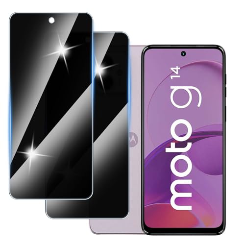 Hirshen [2 Stück] Sichtschutzfolie für Motorola G14 Panzer Schutz Glas, Anti-Spähen Privatsphäre Schutzfolie, 9H Härte, Anti-Kratzer, Bläschenfrei,Anti-Spy von Hirshen