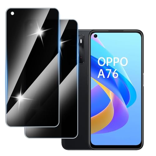 Hirshen [2 Stück] Sichtschutzfolie für Oppo A76 Panzer Schutz Glas, Anti-Spähen Privatsphäre Schutzfolie, 9H Härte, Anti-Kratzer, Bläschenfrei,Anti-Spy von Hirshen