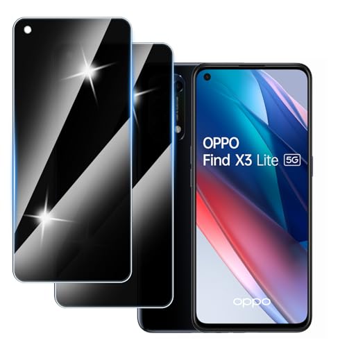 Hirshen [2 Stück] Sichtschutzfolie für Oppo Find X3 Lite Panzer Schutz Glas, Anti-Spähen Privatsphäre Schutzfolie, 9H Härte, Anti-Kratzer, Bläschenfrei,Anti-Spy von Hirshen