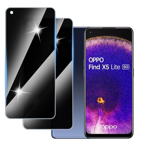 Hirshen [2 Stück] Sichtschutzfolie für Oppo Find X5 Lite Panzer Schutz Glas, Anti-Spähen Privatsphäre Schutzfolie, 9H Härte, Anti-Kratzer, Bläschenfrei,Anti-Spy von Hirshen