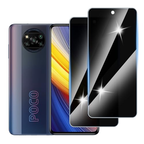 Hirshen [2 Stück] Sichtschutzfolie für Poco X3 Pro Panzer Schutz Glas, Anti-Spähen Privatsphäre Schutzfolie, 9H Härte, Anti-Kratzer, Bläschenfrei,Anti-Spy von Hirshen