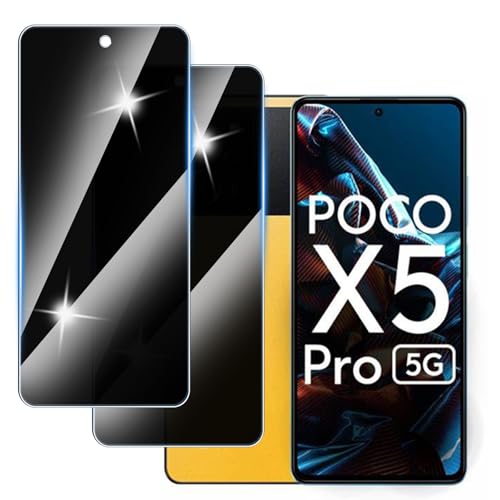 Hirshen [2 Stück] Sichtschutzfolie für Poco X5 Pro Panzer Schutz Glas, Anti-Spähen Privatsphäre Schutzfolie, 9H Härte, Anti-Kratzer, Bläschenfrei,Anti-Spy von Hirshen