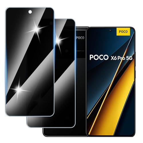 Hirshen [2 Stück] Sichtschutzfolie für Poco X6 Pro Panzer Schutz Glas, Anti-Spähen Privatsphäre Schutzfolie, 9H Härte, Anti-Kratzer, Bläschenfrei,Anti-Spy von Hirshen