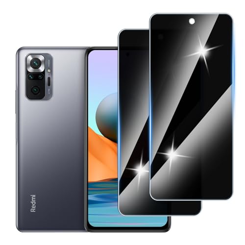 Hirshen [2 Stück] Sichtschutzfolie für Redmi Note 10 Pro Panzer Schutz Glas, Anti-Spähen Privatsphäre Schutzfolie, 9H Härte, Anti-Kratzer, Bläschenfrei,Anti-Spy von Hirshen