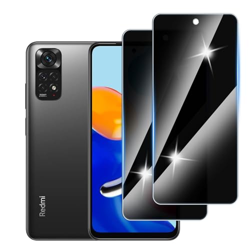 Hirshen [2 Stück] Sichtschutzfolie für Redmi Note 11 4G Panzer Schutz Glas, Anti-Spähen Privatsphäre Schutzfolie, 9H Härte, Anti-Kratzer, Bläschenfrei,Anti-Spy von Hirshen