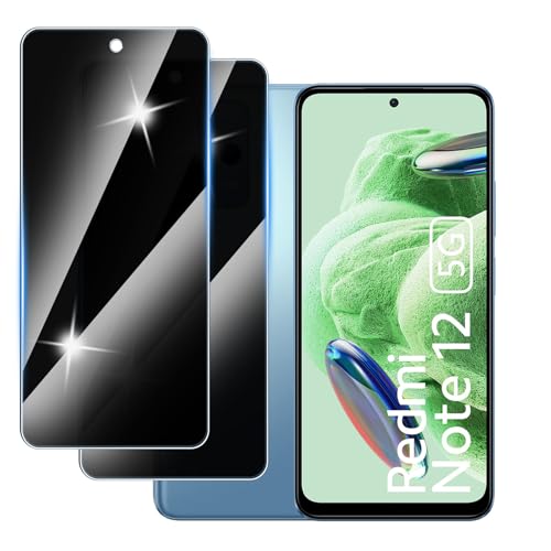 Hirshen [2 Stück] Sichtschutzfolie für Redmi Note 12 5G Panzer Schutz Glas, Anti-Spähen Privatsphäre Schutzfolie, 9H Härte, Anti-Kratzer, Bläschenfrei,Anti-Spy von Hirshen