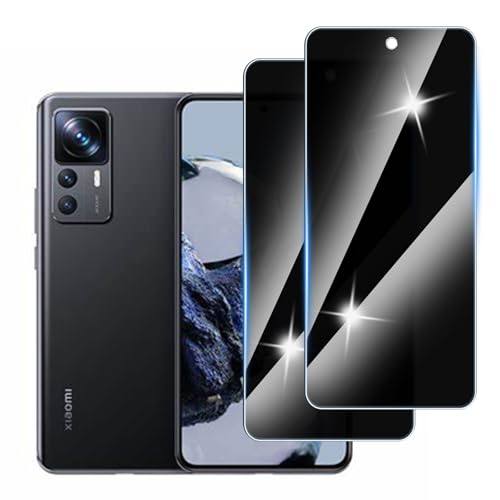 Hirshen [2 Stück] Sichtschutzfolie für Xiaomi 12T Pro Panzer Schutz Glas, Anti-Spähen Privatsphäre Schutzfolie, 9H Härte, Anti-Kratzer, Bläschenfrei,Anti-Spy von Hirshen