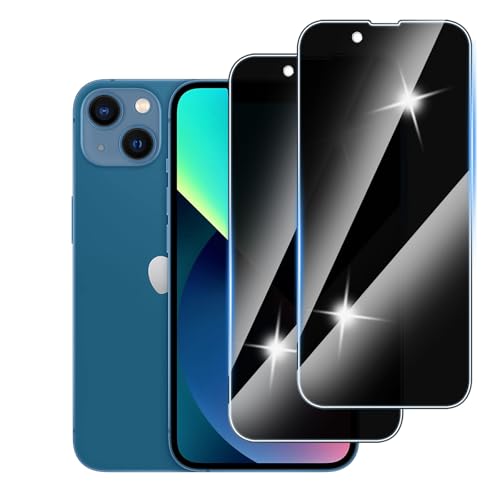 Hirshen [2 Stück] Sichtschutzfolie für iPhone 13/iPhone 14 Panzer Schutz Glas, Anti-Spähen Privatsphäre Schutzfolie, 9H Härte, Anti-Kratzer, Bläschenfrei,Anti-Spy von Hirshen