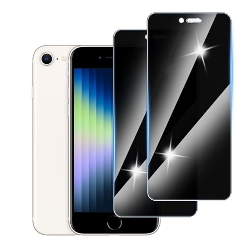 Hirshen [2 Stück] Sichtschutzfolie für iPhone SE 2022/2020 Panzer Schutz Glas, Anti-Spähen Privatsphäre Schutzfolie, 9H Härte, Anti-Kratzer, Bläschenfrei,Anti-Spy von Hirshen