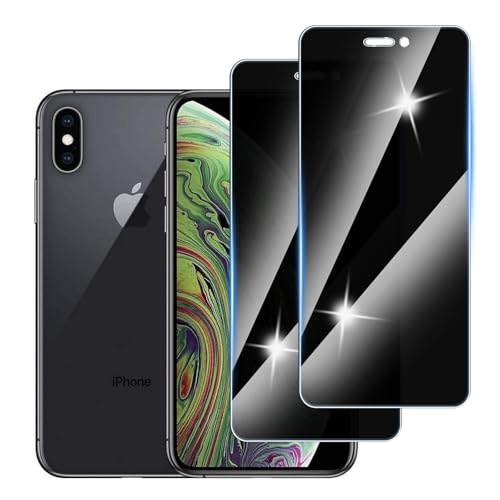 Hirshen [2 Stück] Sichtschutzfolie für iPhone X/XS iPhone 11 Pro Panzer Schutz Glas, Anti-Spähen Privatsphäre Schutzfolie, 9H Härte, Anti-Kratzer, Bläschenfrei,Anti-Spy von Hirshen