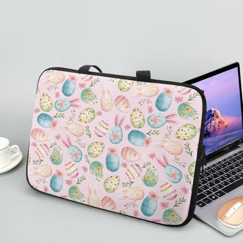 Hiseng Laptop-Taschen, Ostern Rosa Hase Laptoptasche 10-17 Zoll Laptop Tasche Business Büro Arbeit Computertasche, Schlanke Notebook Tasche (12",Hellrosa) von Hiseng