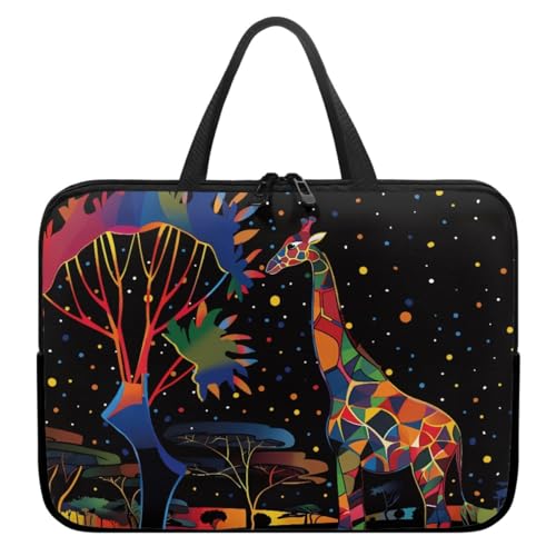 Hiseng Laptop-Taschen Laptoptasche 10-17 Zoll Laptop-Tasche Laptop Tasche Business Büro Arbeit Computertasche, 3D Giraffe Schlanke Notebook Tasche (10",Farbe) von Hiseng