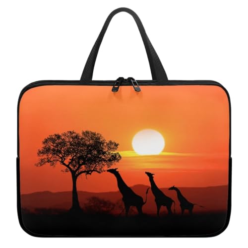 Hiseng Laptop-Taschen Laptoptasche 10-17 Zoll Laptop-Tasche Laptop Tasche Business Büro Arbeit Computertasche, 3D Giraffe Schlanke Notebook Tasche (10",Orange 2) von Hiseng