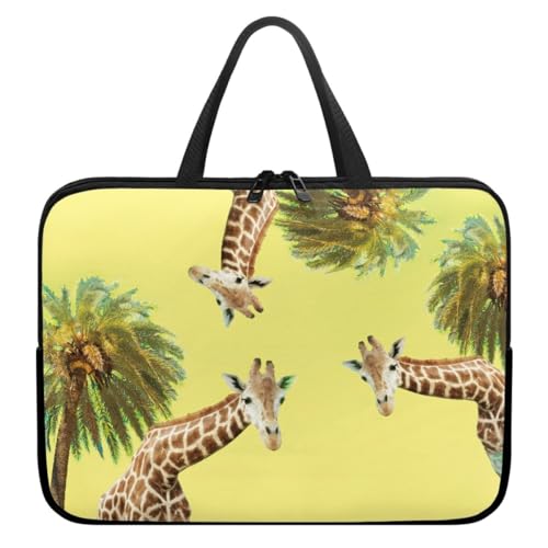 Hiseng Laptop-Taschen Laptoptasche 10-17 Zoll Laptop-Tasche Laptop Tasche Business Büro Arbeit Computertasche, 3D Giraffe Schlanke Notebook Tasche (13",Hellgelb) von Hiseng