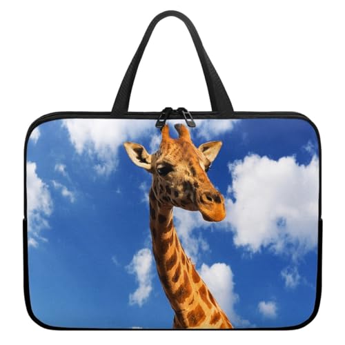 Hiseng Laptop-Taschen Laptoptasche 10-17 Zoll Laptop-Tasche Laptop Tasche Business Büro Arbeit Computertasche, 3D Giraffe Schlanke Notebook Tasche (15",Himmelblau) von Hiseng